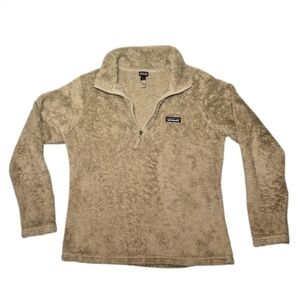 Patagonia Los Gatos 1/4-Zip Pullover Fleece Tan Fuzzy Fleece Warm sz L